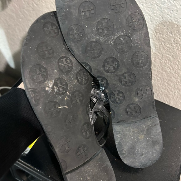 Tory Burch Black Sandals with Gold Accents - Picture 5 of 5